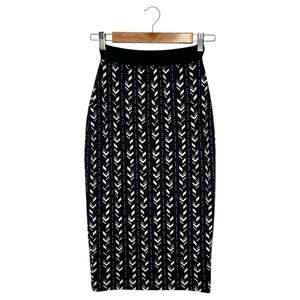 Black Halo Skirt Womens XS Midi Pencil Shirt Geometric Slimming Designer Black